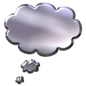 3D Silver Thought Bubble Stock Illustration