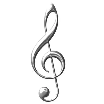 3D Silver Treble Clef Stock Illustration