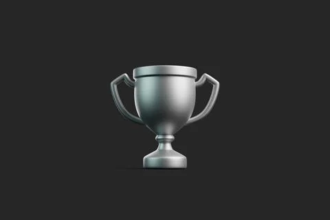 3D silver trophy cup on dark background Stock Illustration