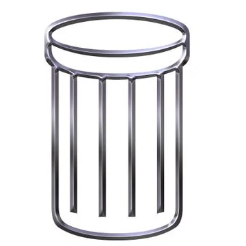 3D Silver Waste Bin Stock Illustration