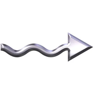 3D Silver Wavy Arrow Stock Illustration