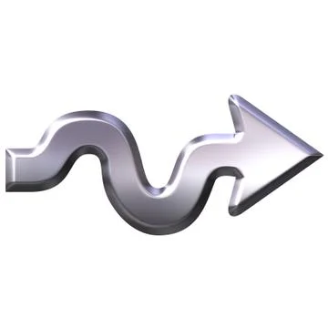 3D Silver Wavy Arrow Stock Illustration
