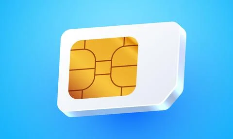 3d sim card chip. Sim card or eSim symbol. Stock Illustration