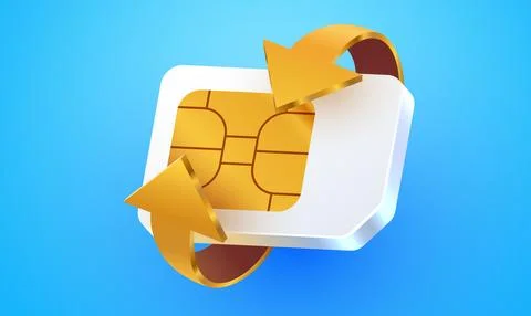 3d sim card chip. Sim card or eSim symbol. Stock Illustration