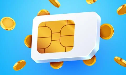3d sim card chip. Sim card or eSim symbol. Stock Illustration