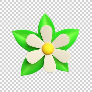 3d simple abstract flower with leaves. 3d rendering Stock Illustration