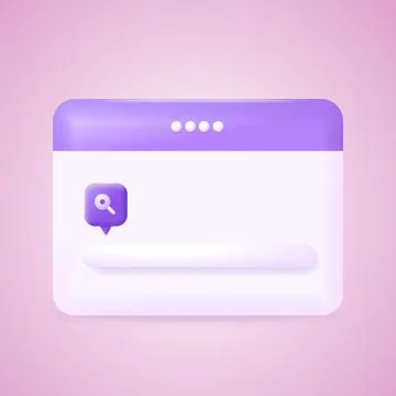 3d Simple Browser Window Opened Template with Navigation and Search Elements Stock Illustration