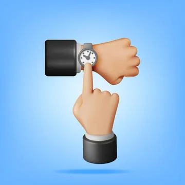 3D Simple Classic Round Wrist Watch Clock 스톡 일러스트