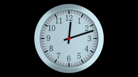 3d simple clock with hour, second and minute arrows is in space, computer Stockillustratie