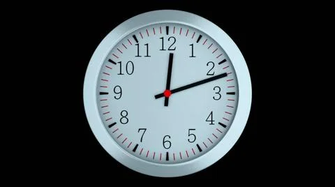 3d simple clock with hour, second and minute arrows is in space, computer ... Stock Photos