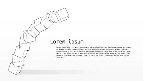 3d Simple Falling Cubes. Risk Abstract Template Illustration