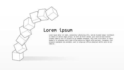 3d Simple Falling Cubes. Risk Abstract Template Illustration