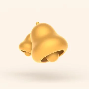 3d simple gold notification bells isolated on pastel background. Hight qualit Stock Illustration