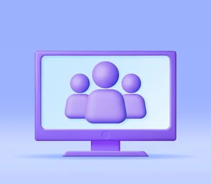 3D Simple Group User Icon in Computer Stock-Illustration