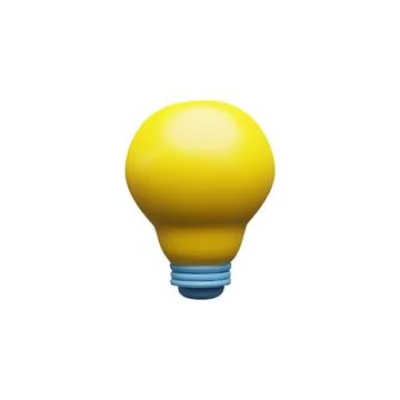 3d simple light bulb. Yellow. 스톡 일러스트