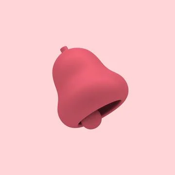 3d simple red notification bell with circle isolated on pastel background. Hi Stock Illustration