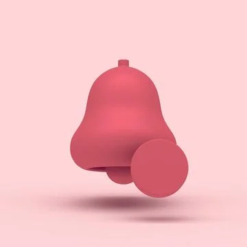 3d simple red notification bell with circle isolated on pastel background. Hi イラスト素材