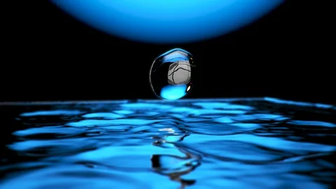 3d simulated slow motion rippling water droplets up close - 3000 fps Stock Footage 106919714