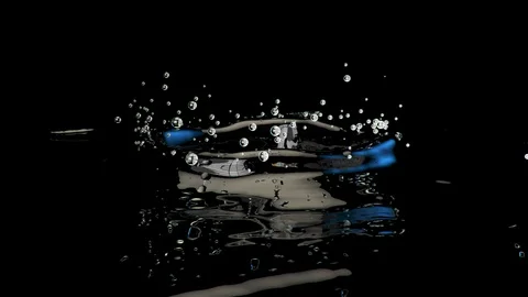3d simulated slow motion rippling water droplets up close - 3000 fps Stock Footage 106919946