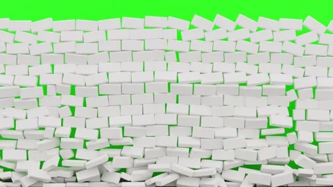 3d simulation animation of white rockfall falling with green screen opening Stock Footage 242893944