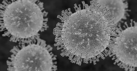 3d simulation of corona virus. Artistic rendering of electron microscope visu Illustrazione stock