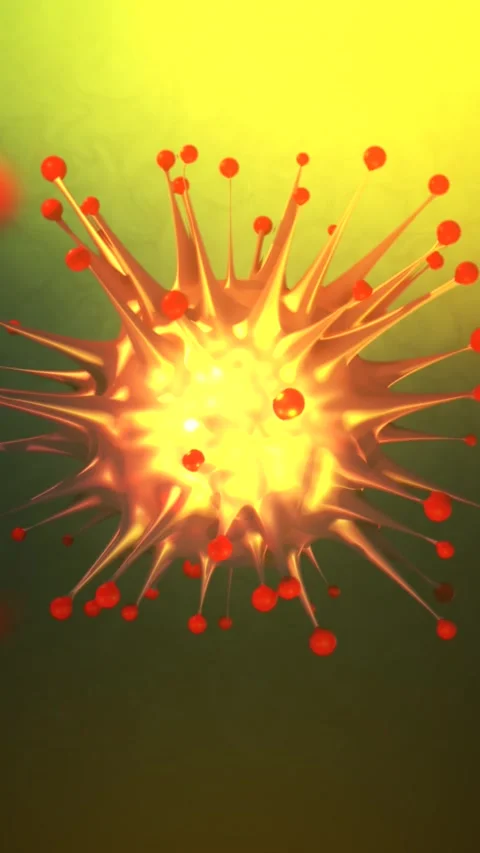 3D Simulation of Covid-19 Particle in Human Body - Vertical Vidéo 335405303