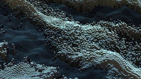 3D simulation of many moving blocks. Colorful futuristic, geometric perspective. Stock Footage 112620216