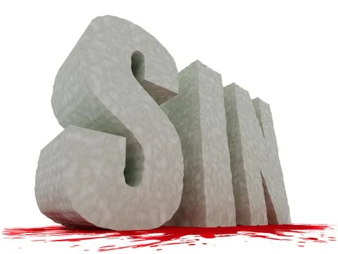 3D SIN text with blood  Illustrazione stock