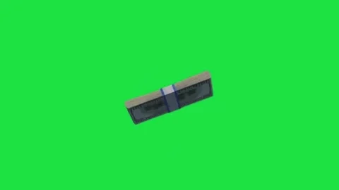 3D Single 100 Dollar Stack Money Bundle Rotating Animation Green Screen Video stock 303381030
