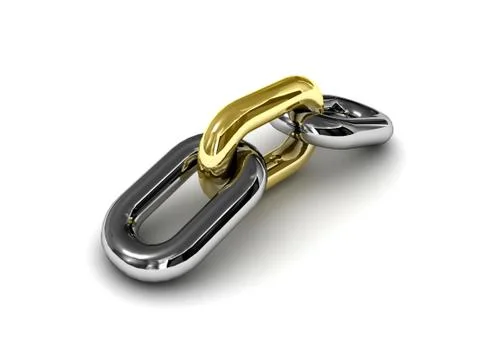 3d single chain link isolated on white background Stock Illustration