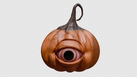 3d single pumpkin monster eyeball alpha Stockbeeldmateriaal 344416230