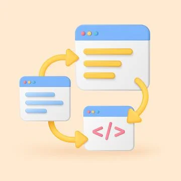 3D Sitemap Diagram with Web Windows Stock Illustration