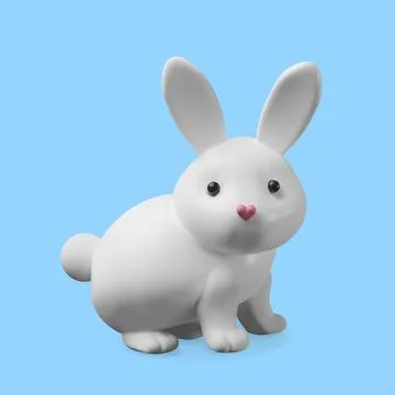 3d sitting render rabbit. Stock Illustration