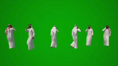 3D six different Arab men in green screen talking on the phone and walking Vidéo 213289930