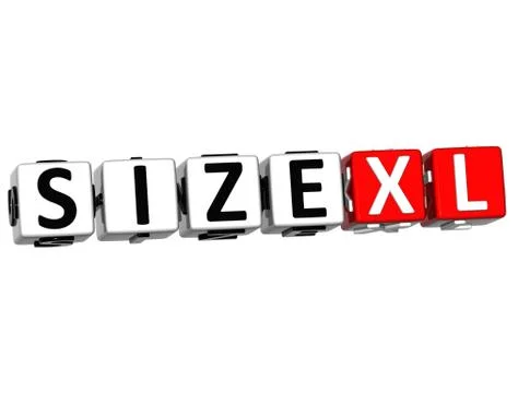 3d size xl button click here block text Ilustração Stock