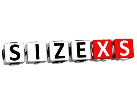 3d size xs button click here block text Ilustração Stock