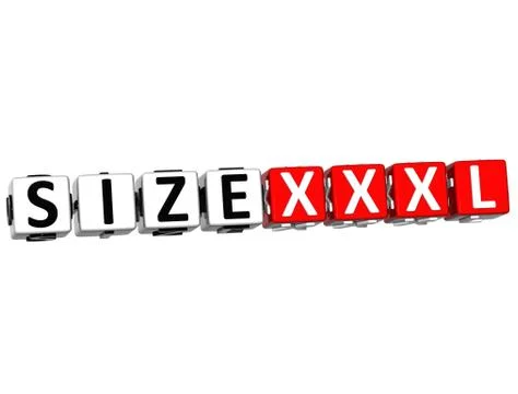 3d size xxxl button click here block text Ilustração Stock