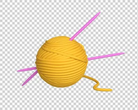 3d skeins of woolen threads with knitting needles Stock Illustration