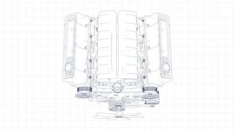 3d Sketch of an engine Illustrazione stock