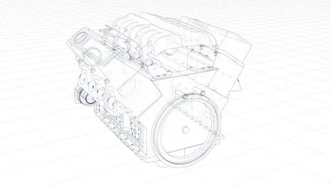 3d Sketch of an engine Illustrazione stock