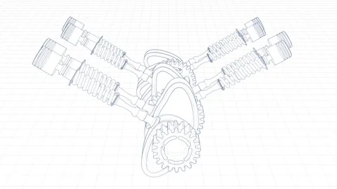 3d Sketch of an engine valve mechanism Stock Footage 326283602