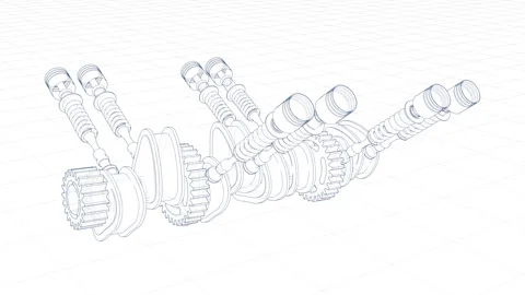 3d Sketch of an engine valve mechanism Stock Footage 326283604