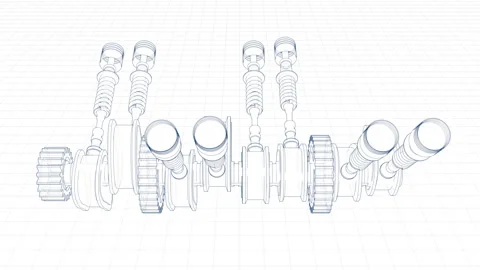 3d Sketch of an engine valve mechanism Stock Footage 326283606