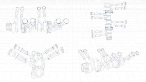 3d Sketch of an engine valve mechanism Stock Footage 326283607