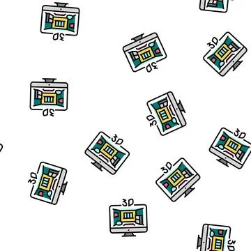 3d sketching interior design home vector seamless pattern Stock Illustration