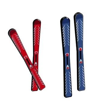 3D ski isolated on white background Stock Illustration