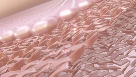 3D skin cell visuals. vitamin through the skin layer repair wrinkles anti aging Stock-Footage 334589615