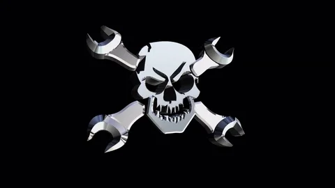 3D Skull and Bones - Alpha channel-CYCLE-4096x2304 Stock Footage