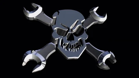 3D skull and bones in the form of wrenches--4096x2304-Alpha channel-60fps Stock Footage 71472894