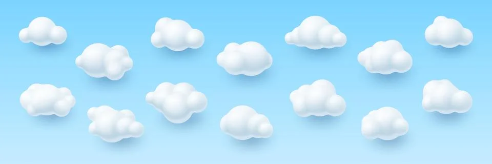 3d sky clouds, realistic vector cumulus formations Stock Illustration